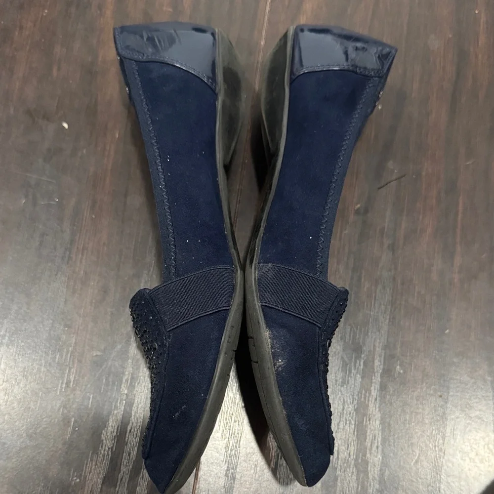 Anne Klein Navy Embellished Flats | Good Used Condition
